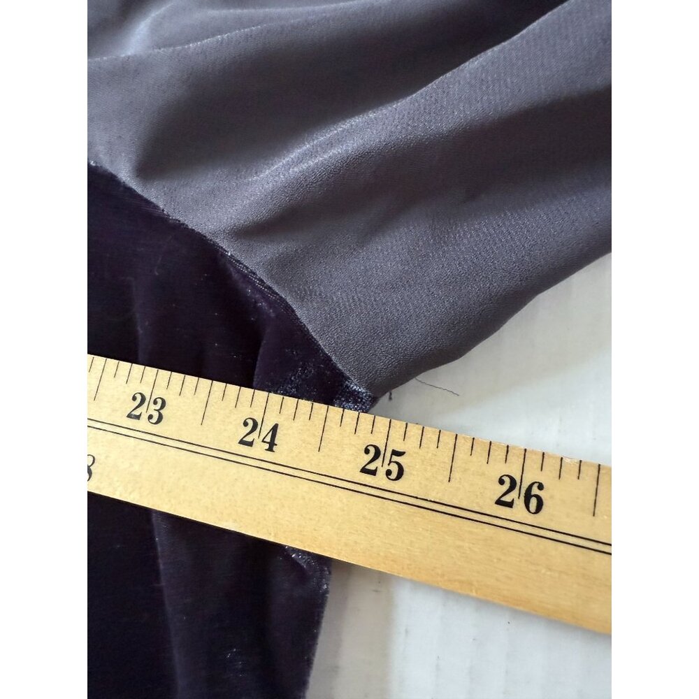 Faded Glory Womens 2X Mixed Media Gray Velvet & Sheer Chiffon Blouse Goth Witchy - Picture 6 of 8